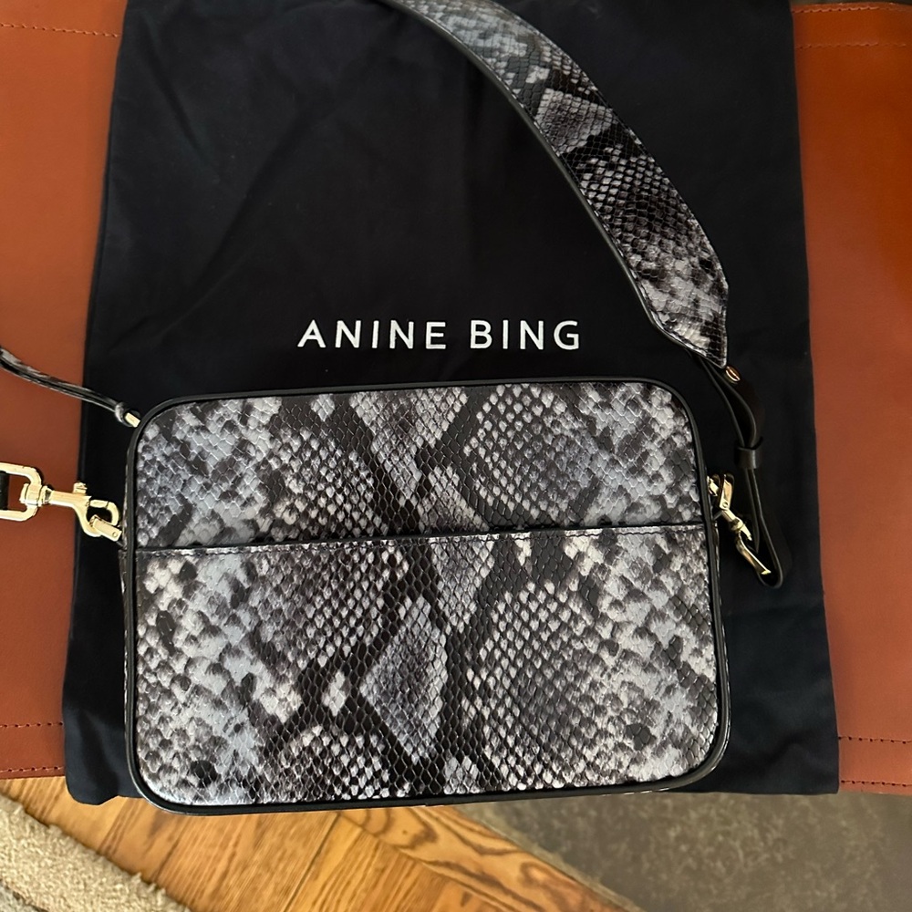 Anine Bing Snakeskin Print Leather Bag